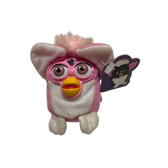 Vtg 1999 Tiger Electronics Talking Furby Mini Clip-on Keychain Pink White Works - Picture 2 of 6